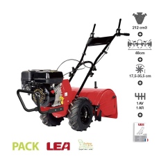 Motoculteur à fraise arrière moteur 7 Cv 212cc travail 48cm vitesse 1AV 1AR LEA 42212