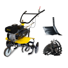 Motoculteur thermique 208 cc - 7 CV GARLAND avec roues métalliques, fraises et soc butoir.