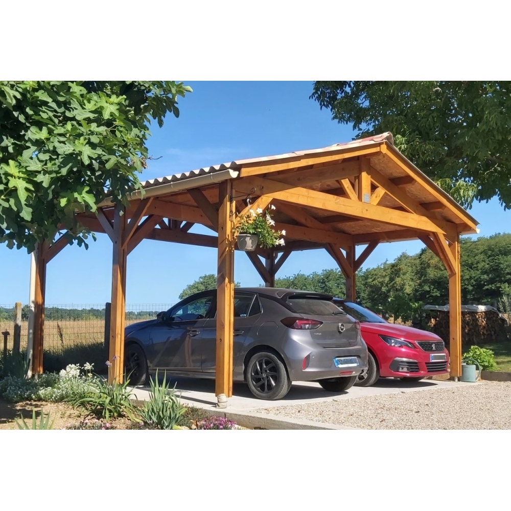 Carport bois Douglas 2 pentes symétriques Carport bois Douglas 2 pentes symétriques
