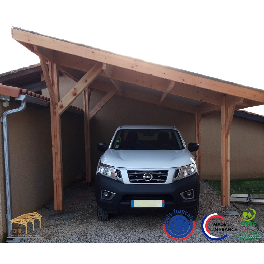 Carport bois Douglas monopente