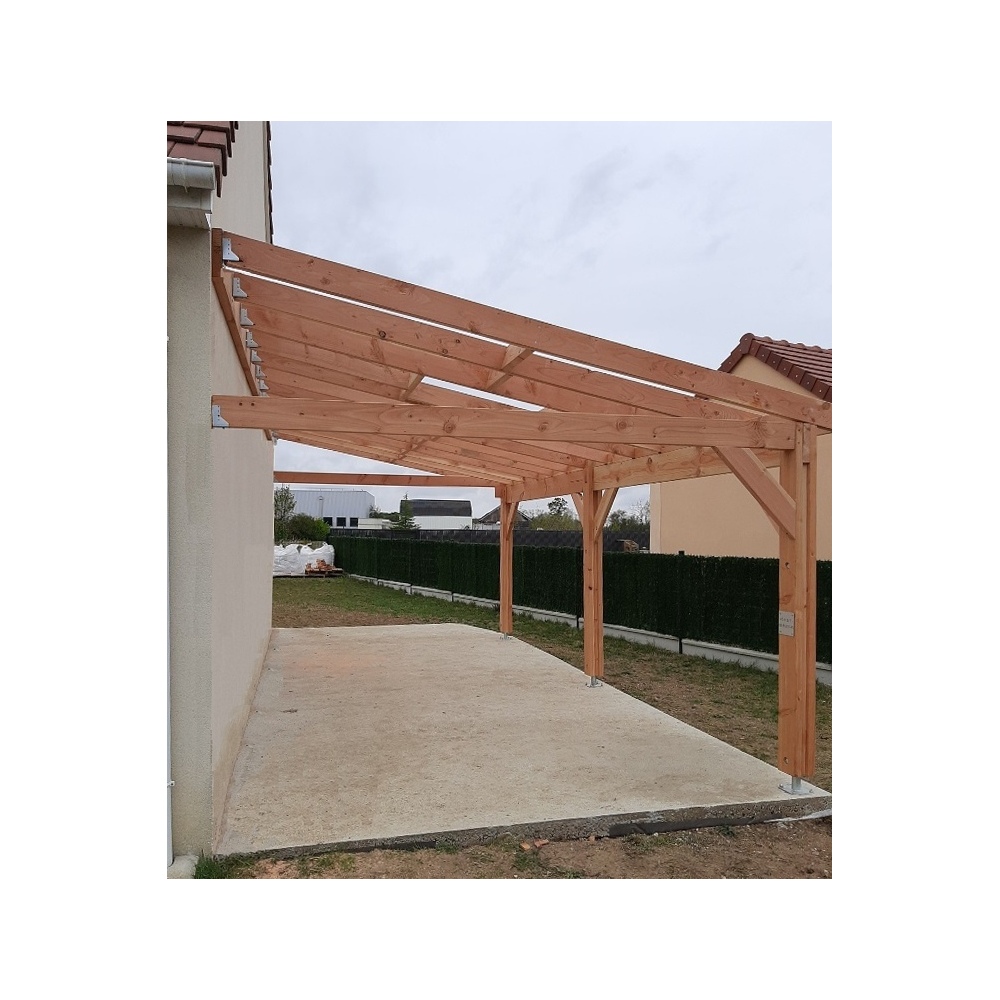 Carport bois Douglas monopente adossé