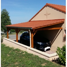 Carport bois Douglas monopente adossé