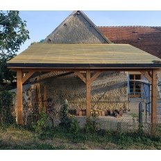 Carport bois Douglas monopente adossé