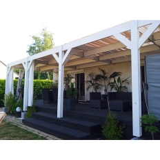 Carport toit plat adossé en bois Douglas