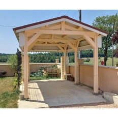 Carport bois Douglas 2 pentes symétriques -  Hauteur de passage 3,20 m