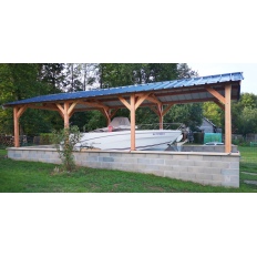 Carport bois Douglas 2 pentes symétriques -  Hauteur de passage 3,20 m