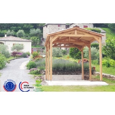 Carport bois Douglas 2 pentes symétriques -  Hauteur de passage 3,20 m