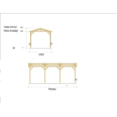 Carport bois Douglas 2 pentes symétriques -  Hauteur de passage 3,20 m