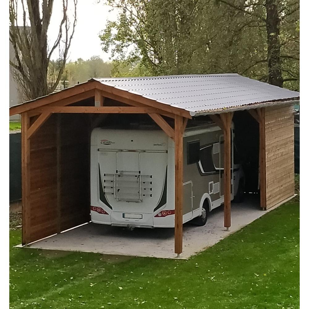 Carport bois Douglas 2 pentes symétriques - Hauteur de passage 3,20 m