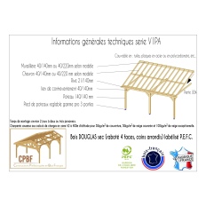 Carport bois Douglas monopente adossé