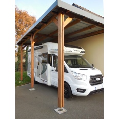 Carport bois Douglas toit plat adossé -  Hauteur de passage 3,20 m