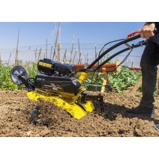 Motoculteur thermique 208 cc - 7 CV GARLAND avec roues métalliques, fraises et soc butoir.