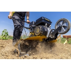 Motoculteur thermique 208 cc - 7 CV GARLAND avec roues métalliques, fraises et soc butoir.