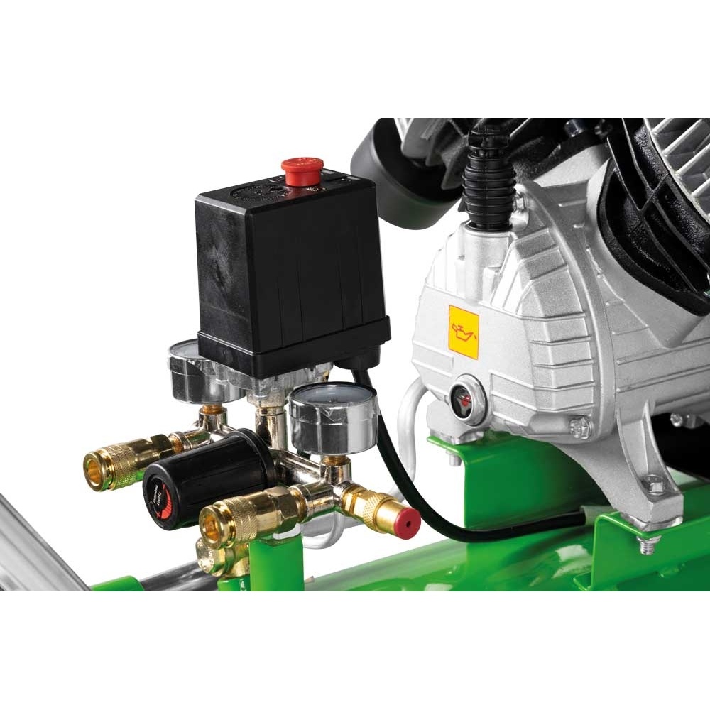 Zipper Zi-Com50-2V510E Compressore Bicilindrico 50L – 2200W, 230V, 10 Bar, Con 5 Utensili Pneumatici, IP20