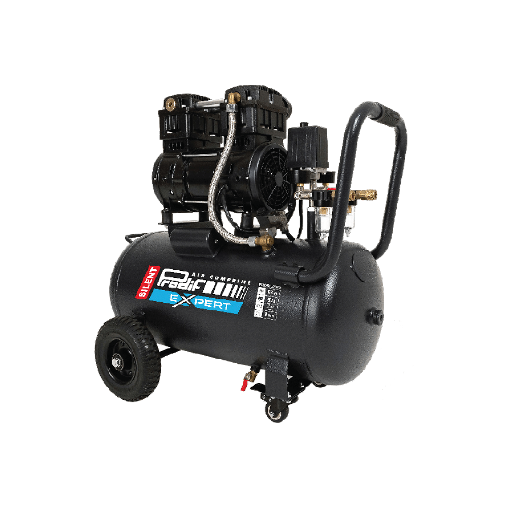 Compresseur mobile 50 litres silencieux 2 CV 8 bars 10,2 m3/h, 2 cylindres Compresseur mobile 50 litres silencieux 2 CV 8 bars 10,2 m3/h, 2 cylindres