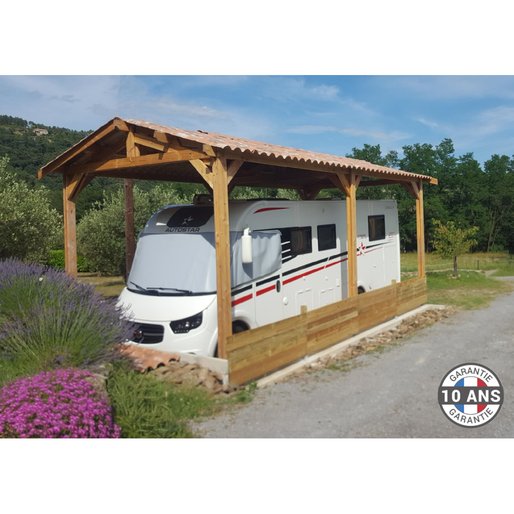 Carport bois Douglas 2 pentes symétriques -  Hauteur de passage 3,20 m