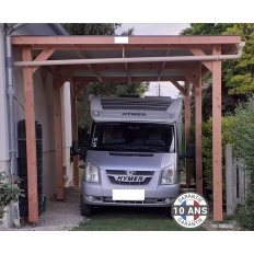 Carport bois Douglas toit plat pour camping-car -  Hauteur de passage 3,20 m