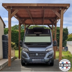 Carport bois Douglas toit plat pour camping-car -  Hauteur de passage 3,20 m