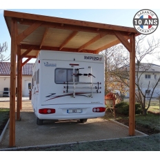 Carport bois Douglas toit plat pour camping-car -  Hauteur de passage 3,20 m