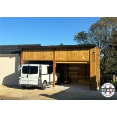 Carport bois Douglas toit plat pour camping-car -  Hauteur de passage 3,20 m
