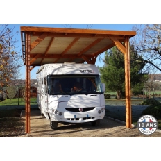 Carport bois Douglas toit plat pour camping-car -  Hauteur de passage 3,20 m