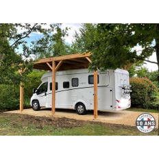 Carport bois Douglas toit plat pour camping-car -  Hauteur de passage 3,20 m
