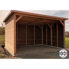 Carport bois Douglas toit plat pour camping-car -  Hauteur de passage 3,20 m