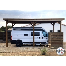 Carport bois Douglas toit plat pour camping-car -  Hauteur de passage 3,20 m