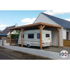 Carport bois Douglas toit plat pour camping-car -  Hauteur de passage 3,20 m