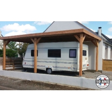 Carport bois Douglas toit plat pour camping-car -  Hauteur de passage 3,20 m