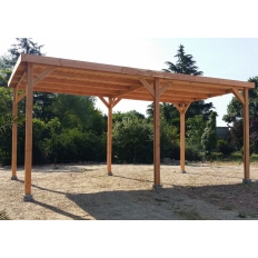 Carport bois Douglas toit plat pour camping-car -  Hauteur de passage 3,20 m