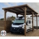 Carport bois Douglas toit plat pour camping-car -  Hauteur de passage 3,20 m