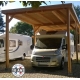 Carport bois Douglas toit plat pour camping-car -  Hauteur de passage 3,20 m