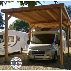 Carport bois Douglas toit plat pour camping-car -  Hauteur de passage 3,20 m