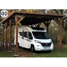Carport bois Douglas toit plat pour camping-car -  Hauteur de passage 3,20 m