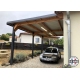 Carport bois Douglas toit plat adossé -  Hauteur de passage 3,20 m