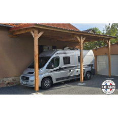 Carport bois Douglas toit plat adossé -  Hauteur de passage 3,20 m