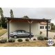 Carport bois Douglas toit plat adossé -  Hauteur de passage 3,20 m