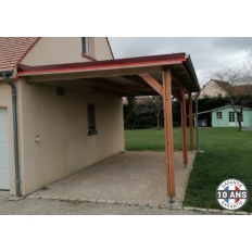 Carport bois Douglas toit plat adossé -  Hauteur de passage 3,20 m