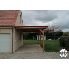 Carport bois Douglas toit plat adossé -  Hauteur de passage 3,20 m