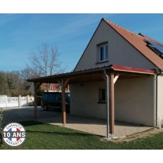 Carport bois Douglas toit plat adossé -  Hauteur de passage 3,20 m