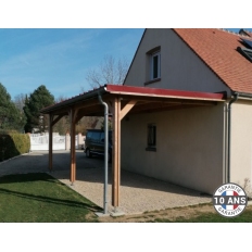 Carport bois Douglas toit plat adossé -  Hauteur de passage 3,20 m