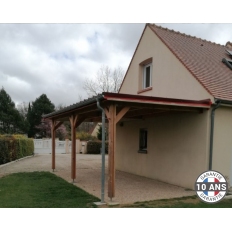 Carport bois Douglas toit plat adossé -  Hauteur de passage 3,20 m