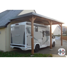 Carport bois Douglas toit plat adossé -  Hauteur de passage 3,20 m
