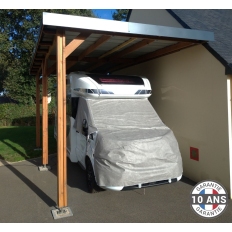 Carport bois Douglas toit plat adossé -  Hauteur de passage 3,20 m