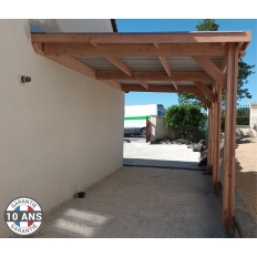 Carport bois Douglas toit plat adossé -  Hauteur de passage 3,20 m