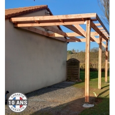 Carport bois Douglas toit plat adossé -  Hauteur de passage 3,20 m
