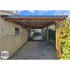Carport bois Douglas toit plat adossé -  Hauteur de passage 3,20 m