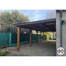 Carport bois Douglas toit plat adossé -  Hauteur de passage 3,20 m