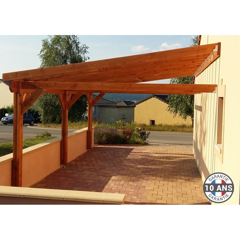 Carport bois Douglas monopente adossé